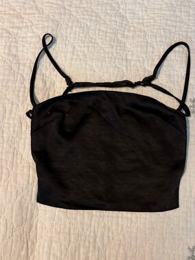 Black Adjustable-Strap Crop Camisole